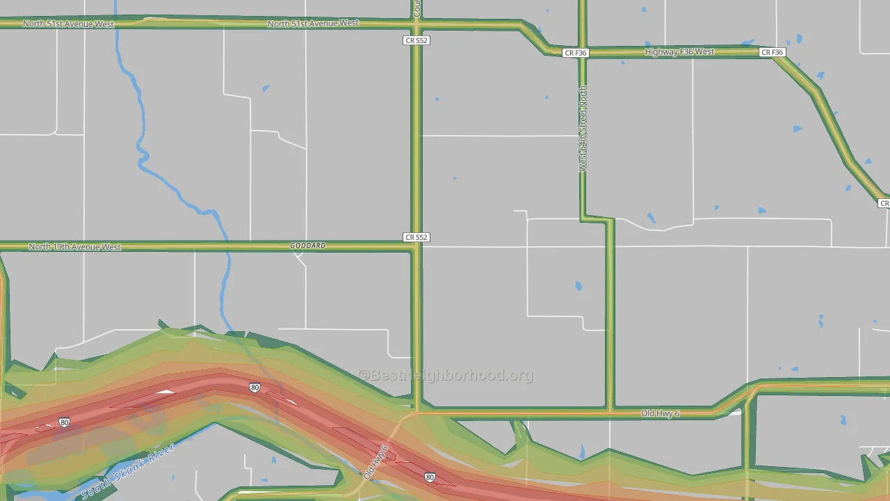 Goddard, IA Map of Noise Levels in Goddard