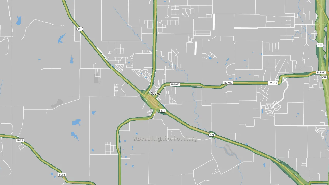 Godley, TX Map of Noise Levels in Godley