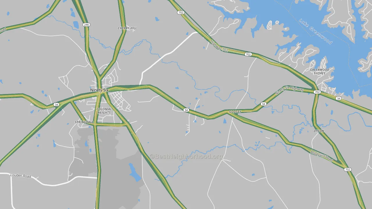 Godsey, SC Map of Noise Levels in Godsey