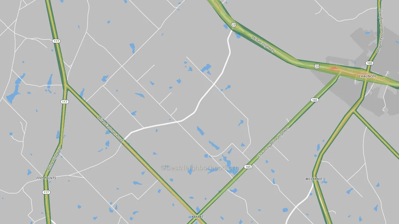 Godwinsville, GA Map of Noise Levels in Godwinsville