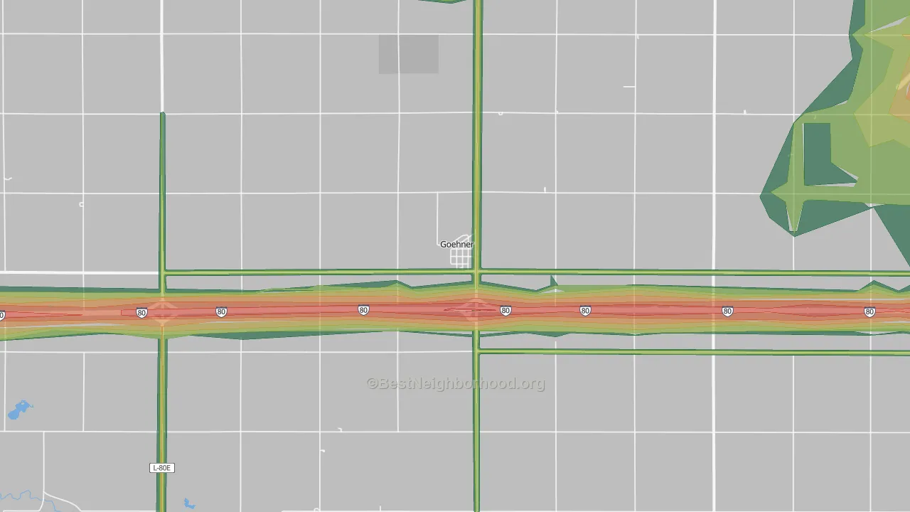 Goehner, NE Map of Noise Levels in Goehner