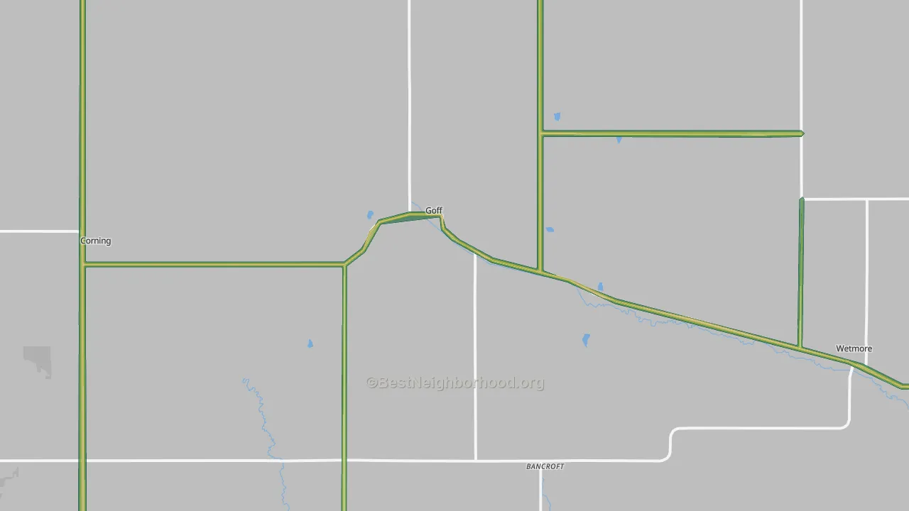 Goff, KS Map of Noise Levels in Goff