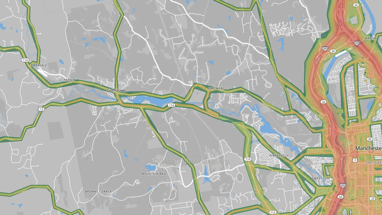 Goffstown, NH Map of Noise Levels in Goffstown