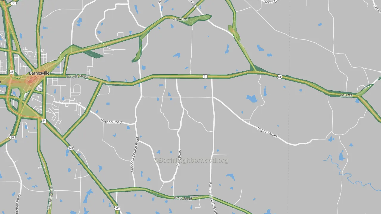 Goggins, GA Map of Noise Levels in Goggins