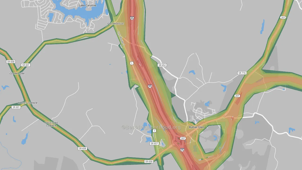 Golansville, VA Map of Noise Levels in Golansville