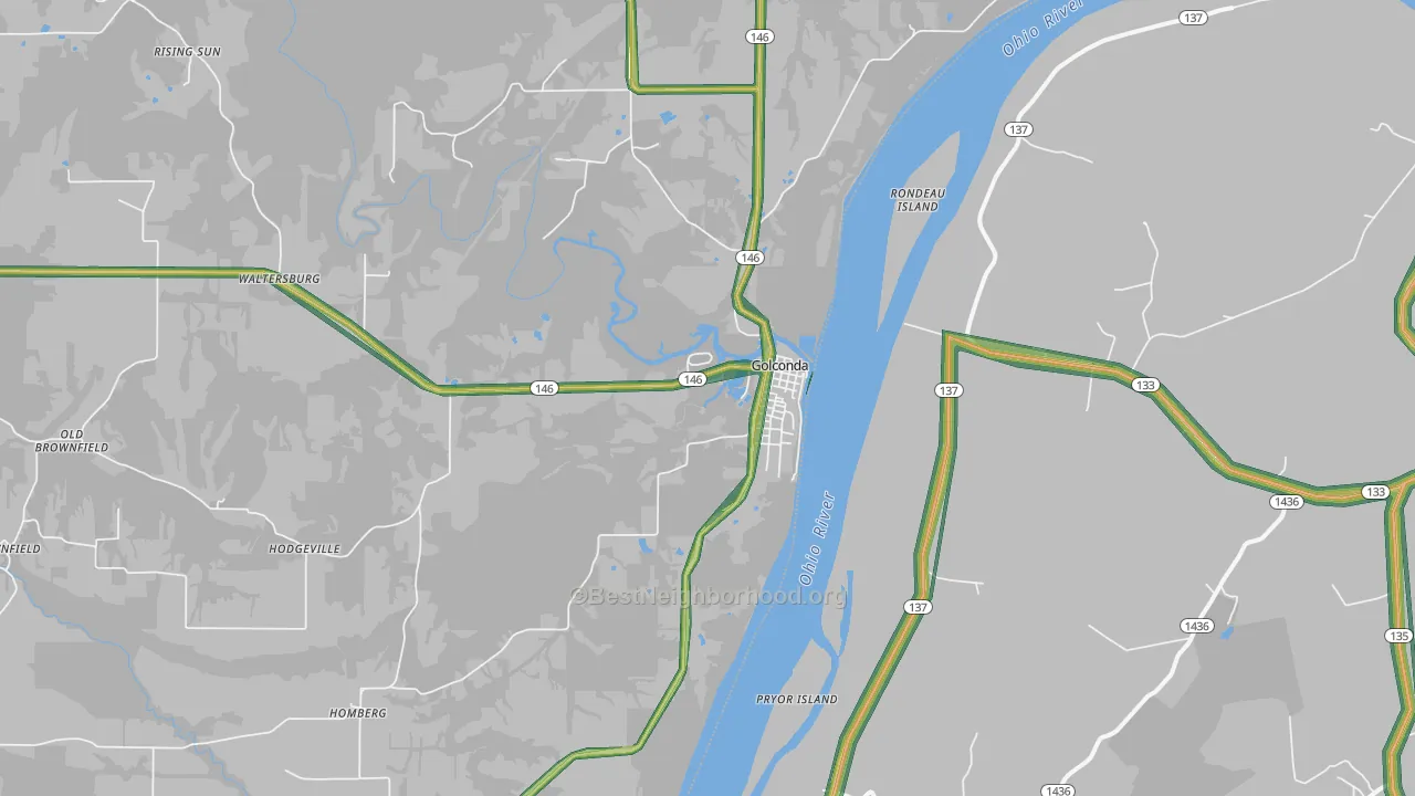 Golconda, IL Map of Noise Levels in Golconda