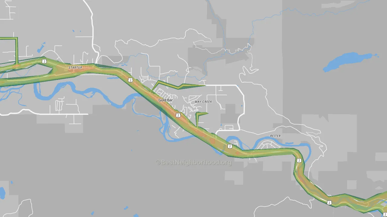Gold Bar, WA Map of Noise Levels in Gold Bar