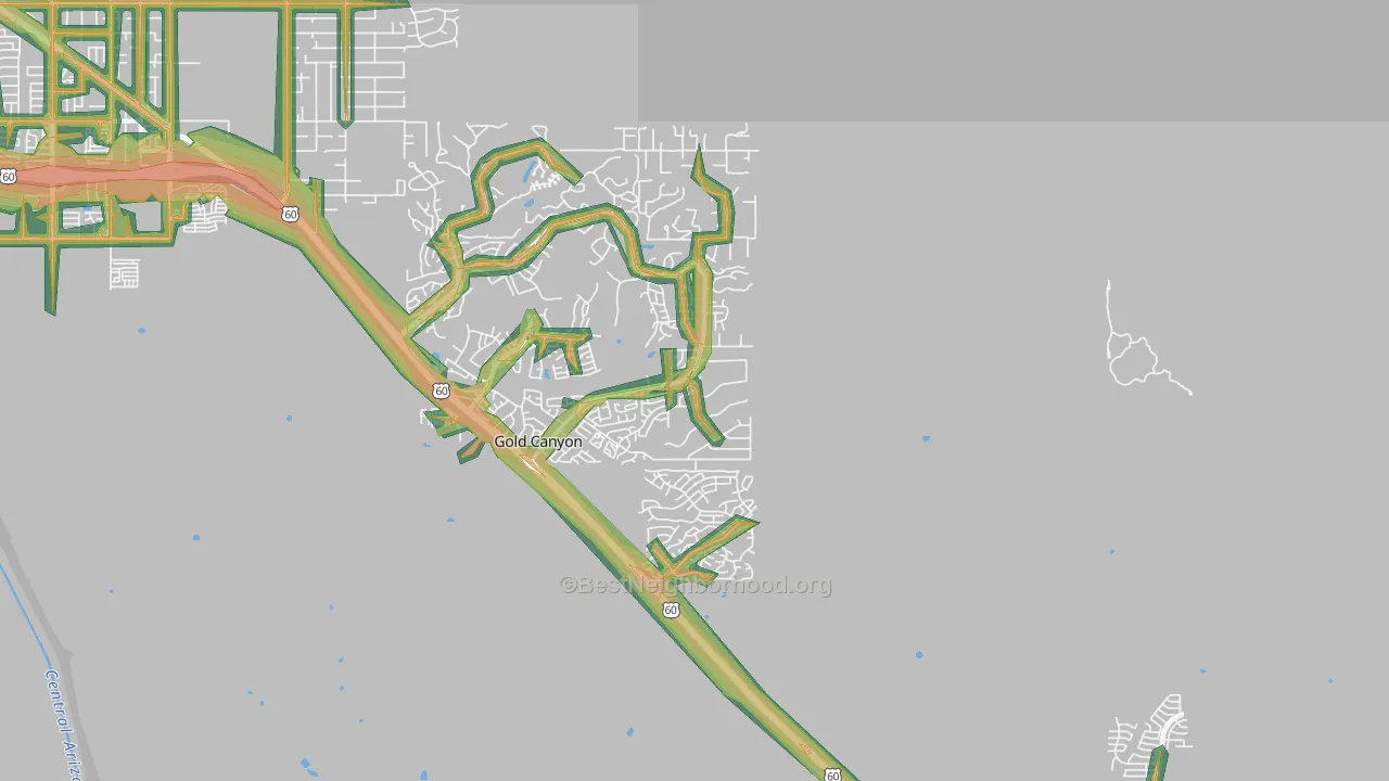 Gold Canyon, AZ Map of Noise Levels in Gold Canyon