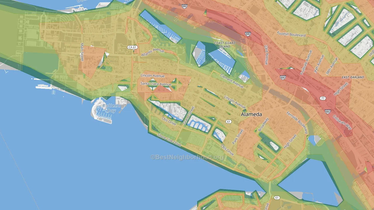 Gold Coast, Alameda, CA Map of Noise Levels in Gold Coast