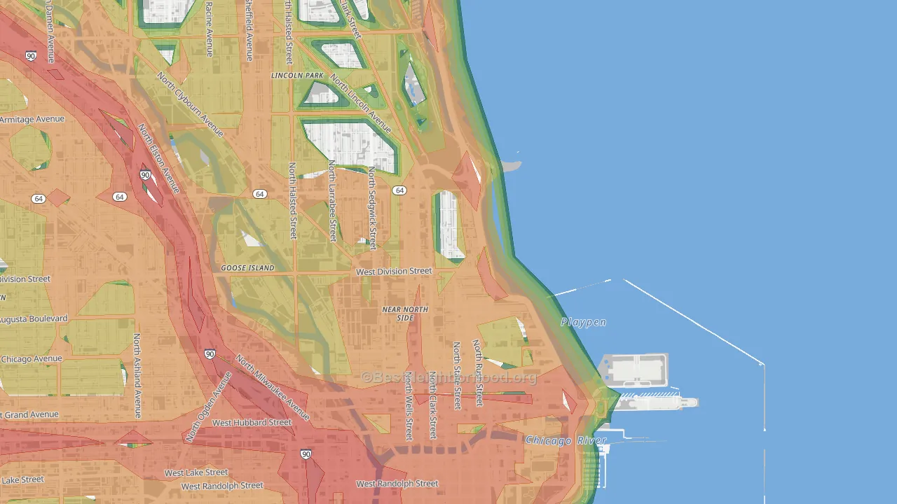 Gold Coast, Chicago, IL Map of Noise Levels in Gold Coast