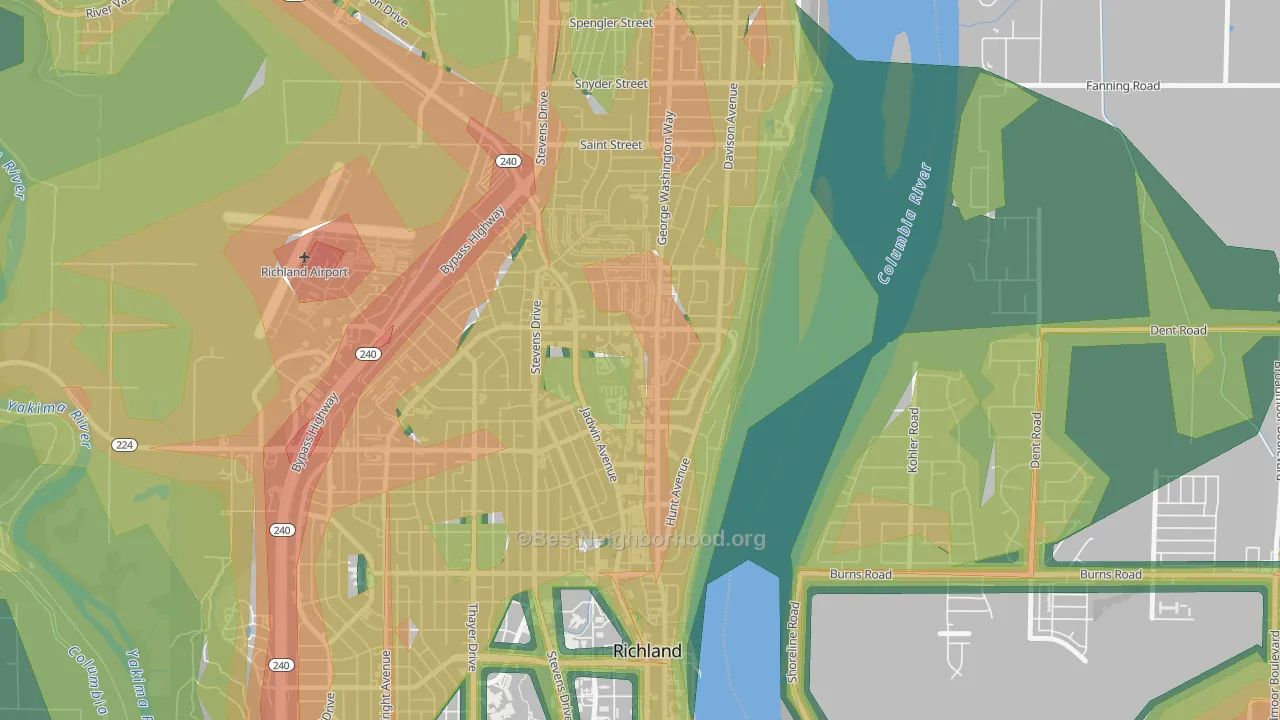 Gold Coast, Richland, WA Map of Noise Levels in Gold Coast