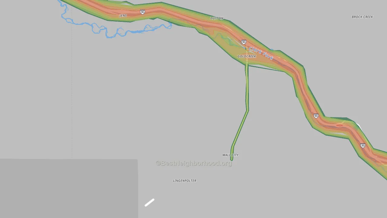 Gold Creek, MT Map of Noise Levels in Gold Creek