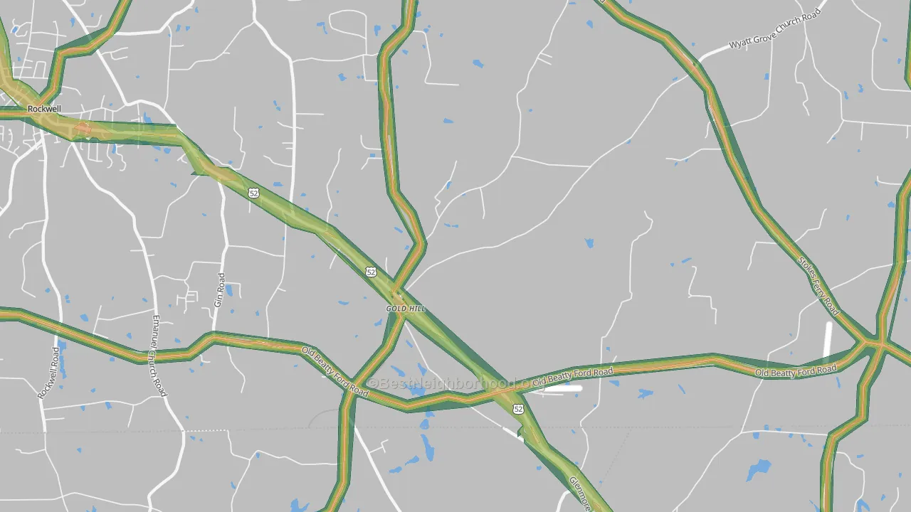Gold Hill, NC Map of Noise Levels in Gold Hill