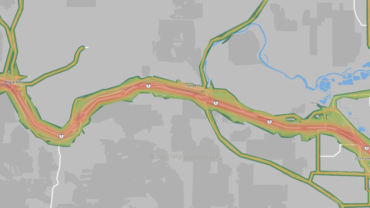 Gold Hill, OR Map of Noise Levels in Gold Hill