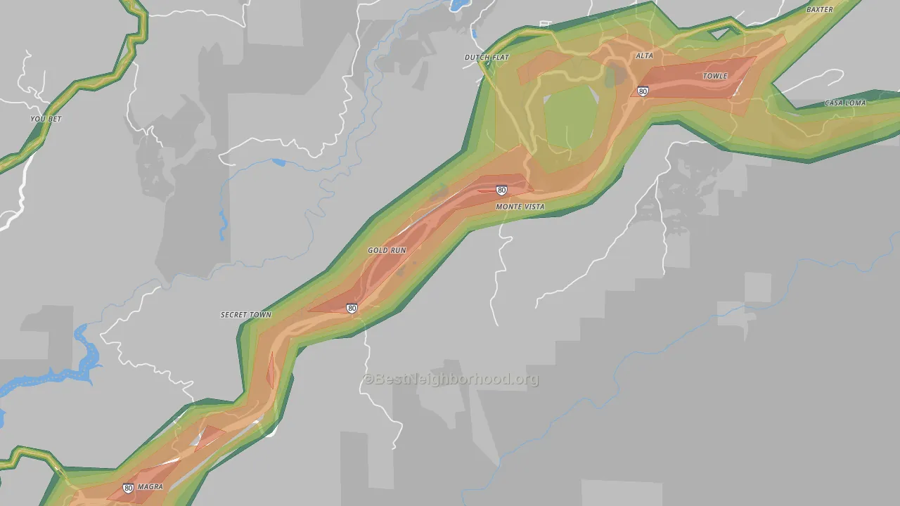 Gold Run, CA Map of Noise Levels in Gold Run