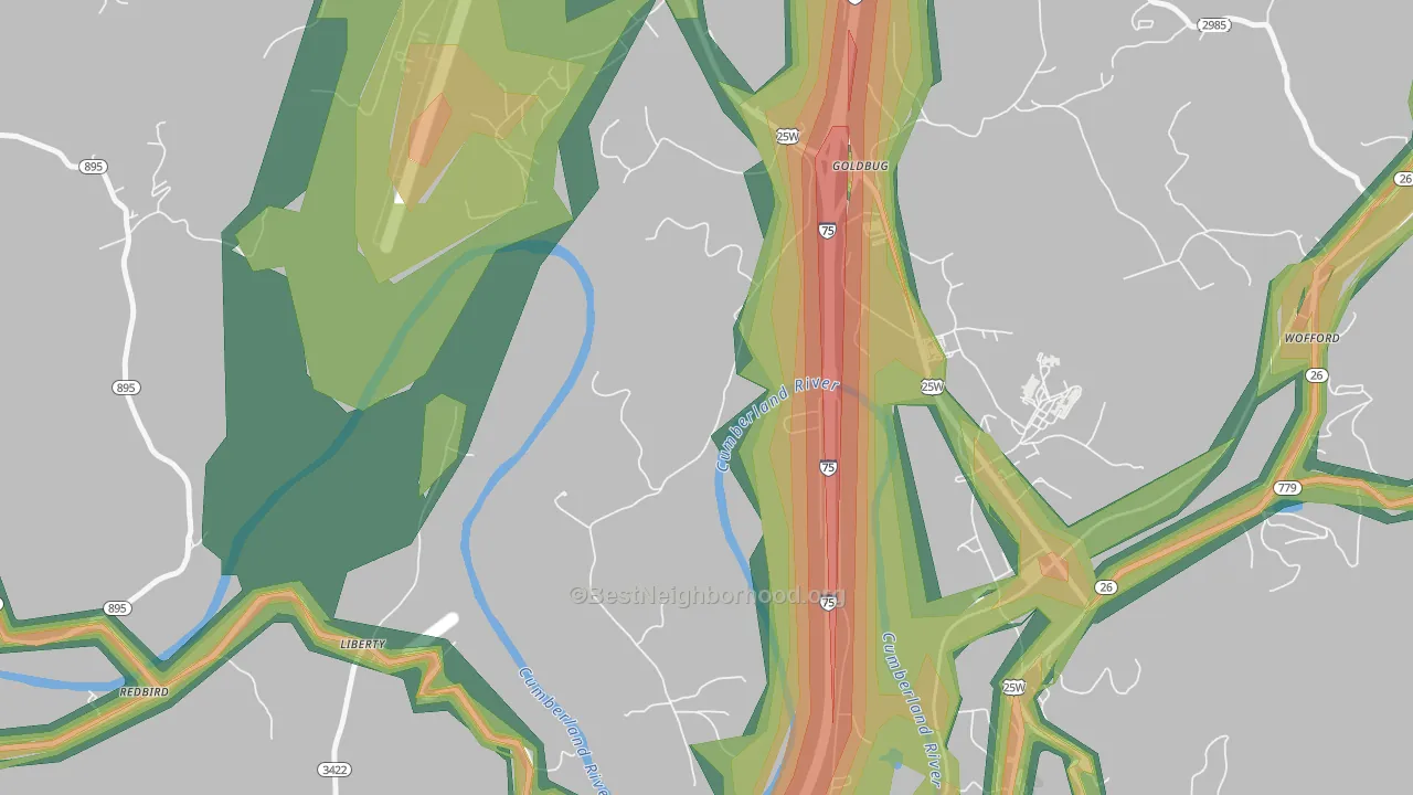 Goldbug, KY Map of Noise Levels in Goldbug