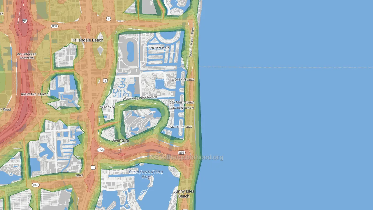 Golden Beach, FL Map of Noise Levels in Golden Beach
