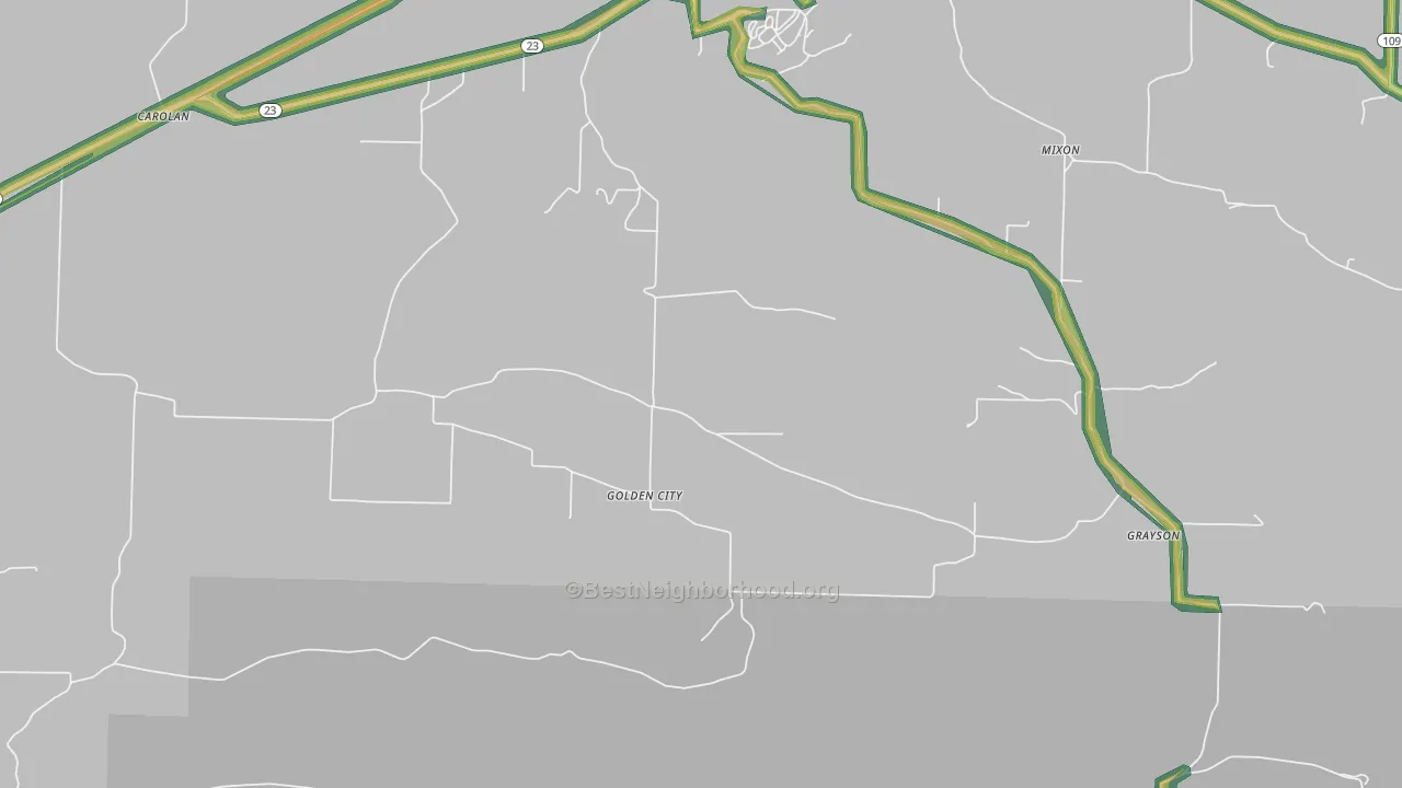 Golden City, AR Map of Noise Levels in Golden City