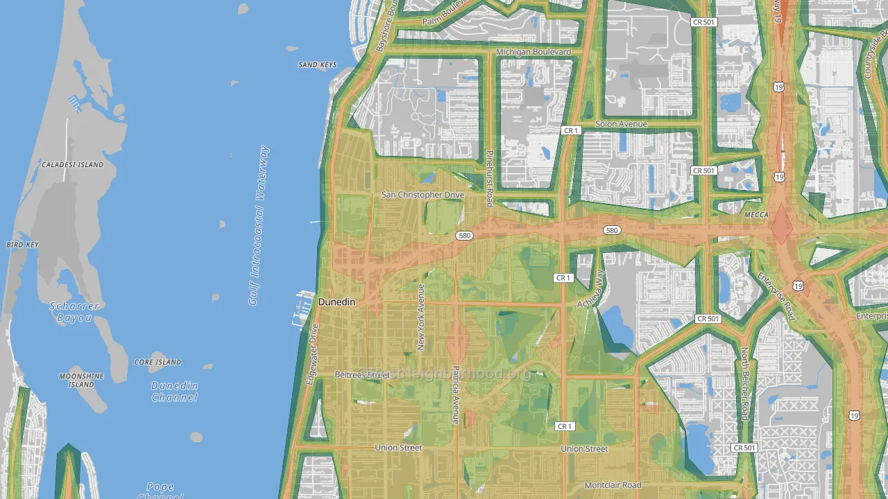 Golden Crest, Dunedin, FL Map of Noise Levels in Golden Crest