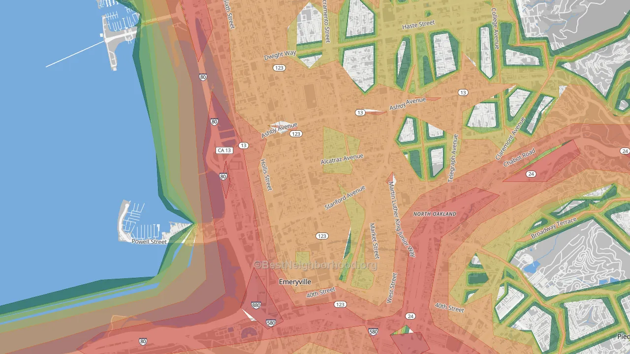 Golden Gate, Emeryville, CA Map of Noise Levels in Golden Gate