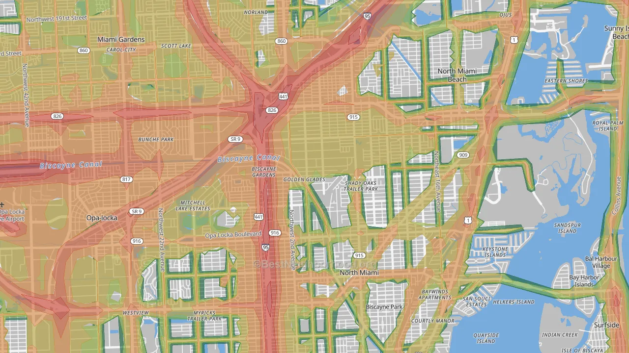 Golden Glades, FL Map of Noise Levels in Golden Glades