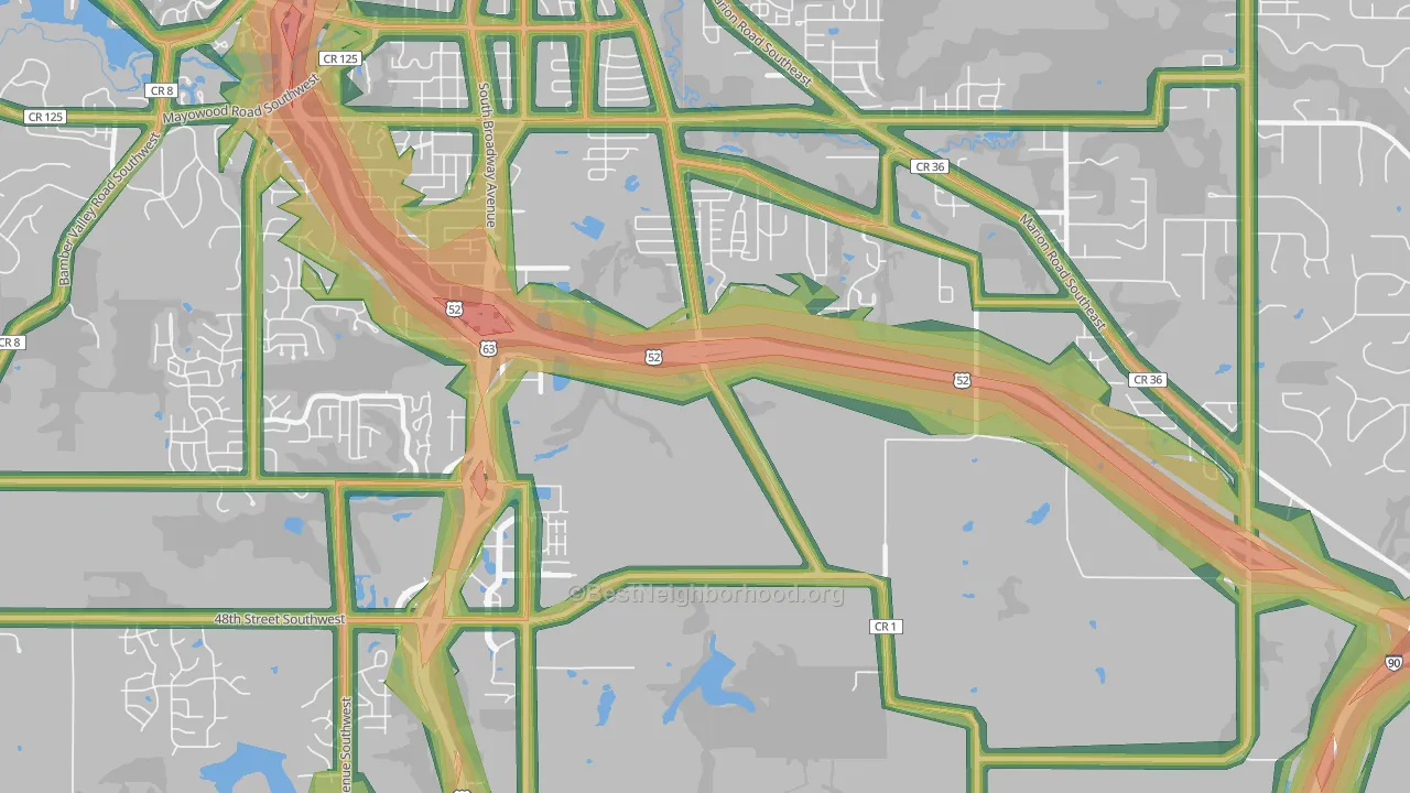 Golden Hill, MN Map of Noise Levels in Golden Hill