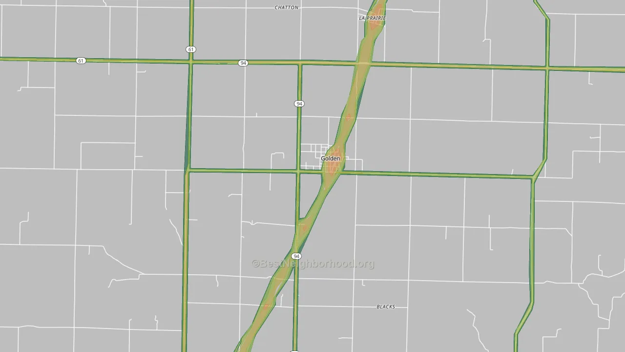Golden, IL Map of Noise Levels in Golden