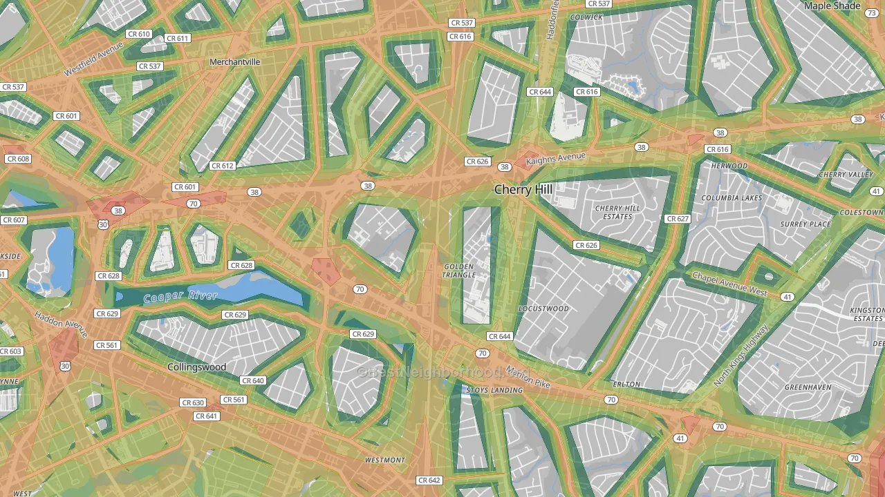 Golden Triangle, NJ Map of Noise Levels in Golden Triangle