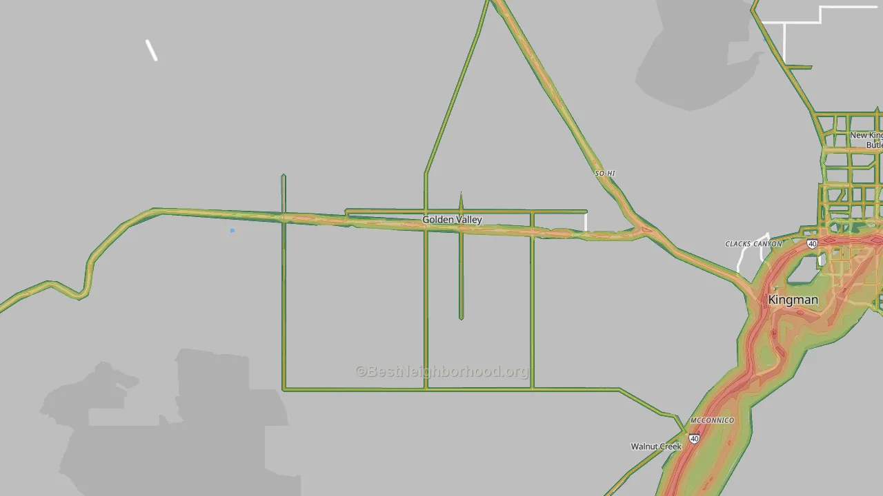 Golden Valley, AZ Map of Noise Levels in Golden Valley