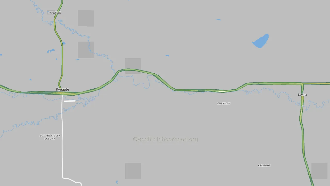 Golden Valley County, MT Map of Noise Levels in Golden Valley County