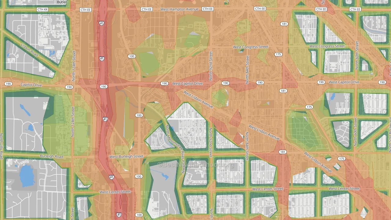 Golden Valley, Milwaukee, WI Map of Noise Levels in Golden Valley