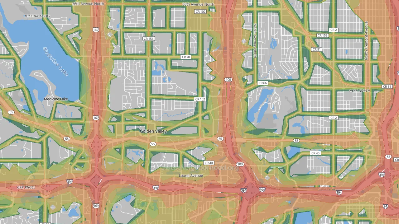Golden Valley, MN Map of Noise Levels in Golden Valley