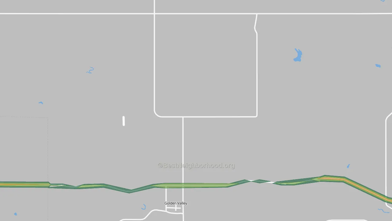 Golden Valley, ND Map of Noise Levels in Golden Valley