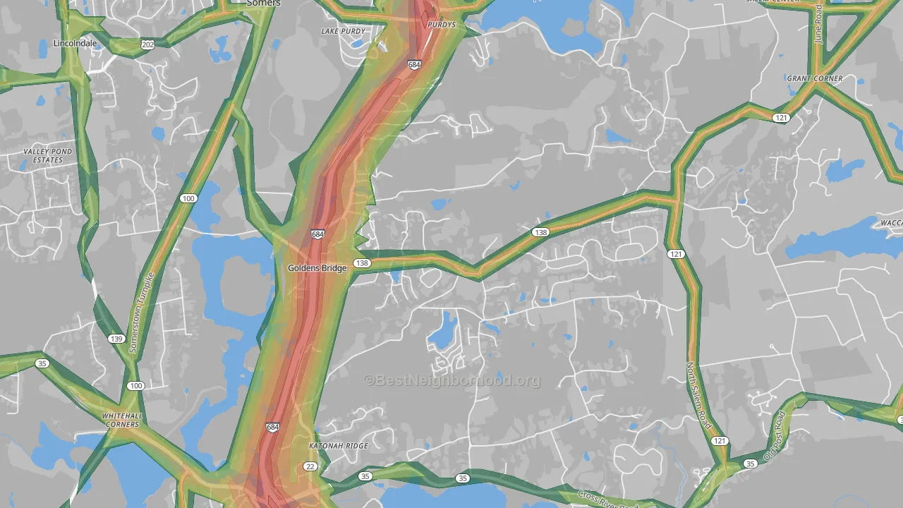 Goldens Bridge, NY Map of Noise Levels in Goldens Bridge