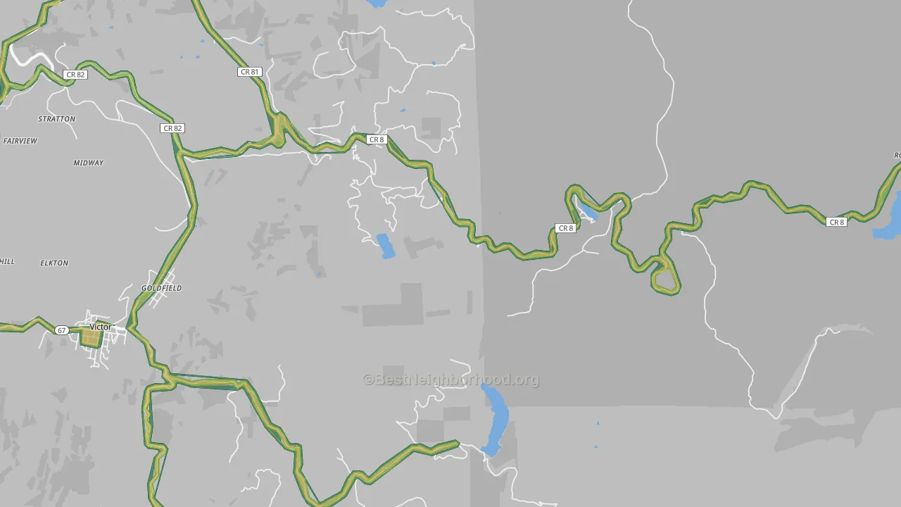 Goldfield, CO Map of Noise Levels in Goldfield