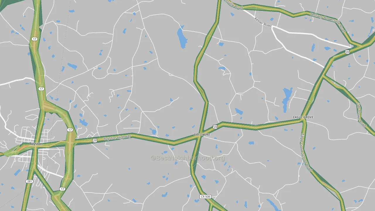 Goldmine, GA Map of Noise Levels in Goldmine