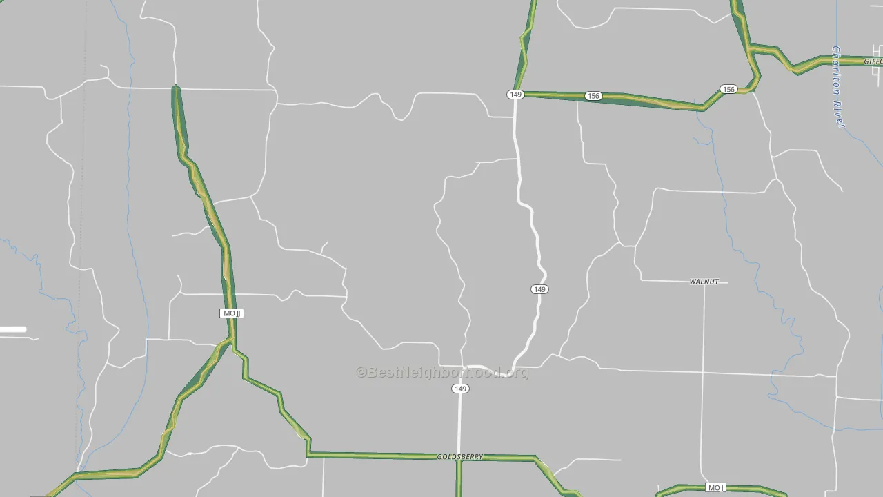 Goldsberry, MO Map of Noise Levels in Goldsberry