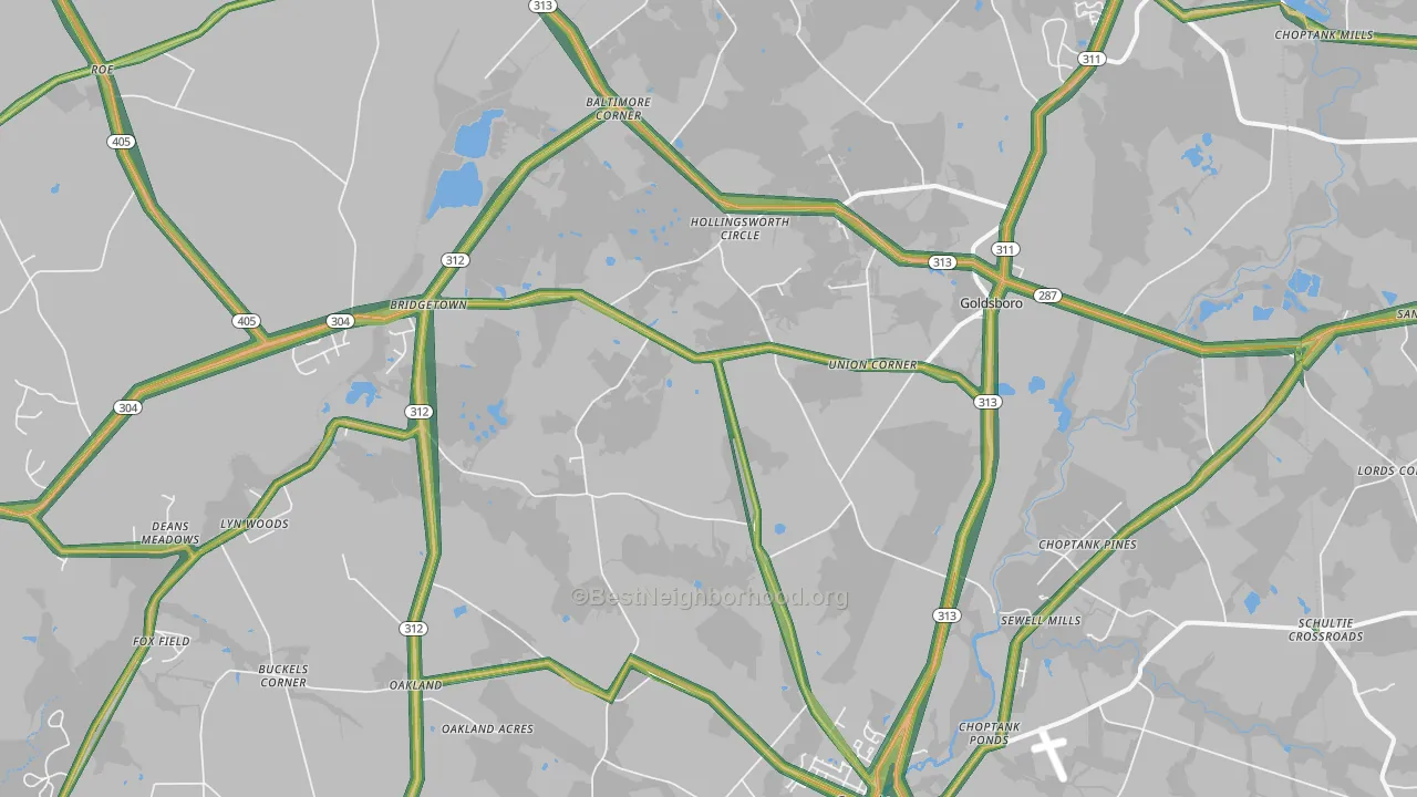 Goldsboro, MD Map of Noise Levels in Goldsboro