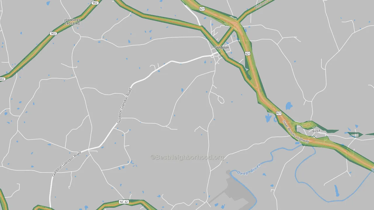 Goldston, NC Map of Noise Levels in Goldston