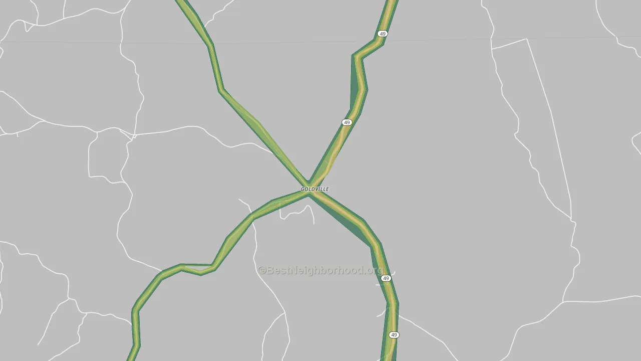 Goldville, AL Map of Noise Levels in Goldville