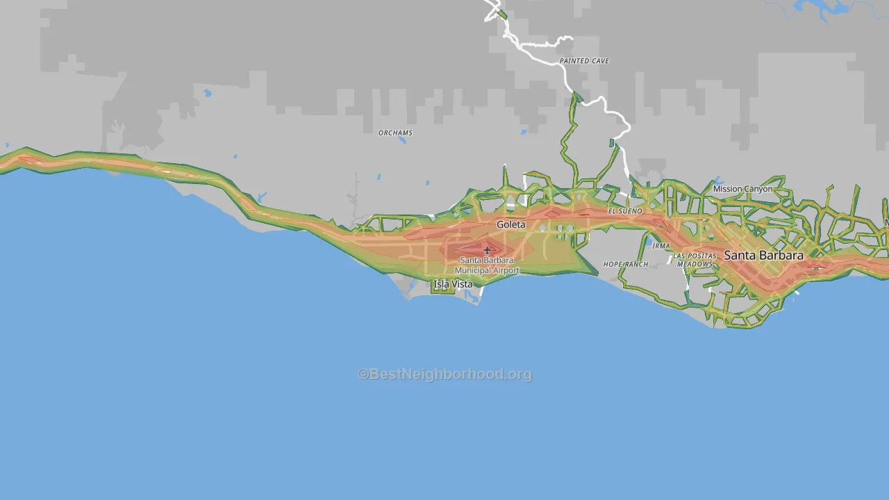 Goleta, CA Map of Noise Levels in Goleta
