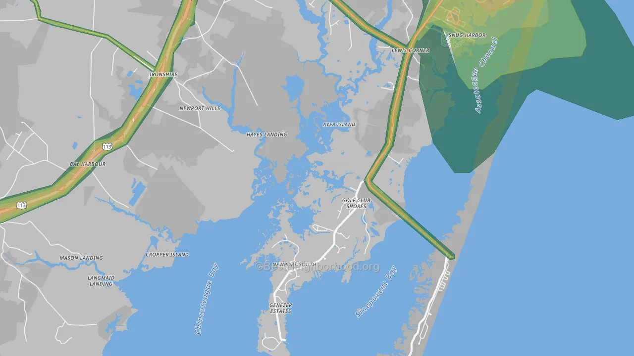 Golf Club Shores, MD Map of Noise Levels in Golf Club Shores
