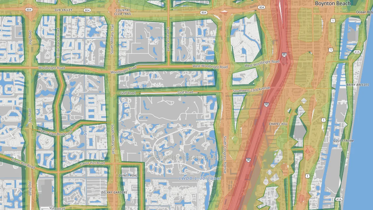 Golf, FL Map of Noise Levels in Golf