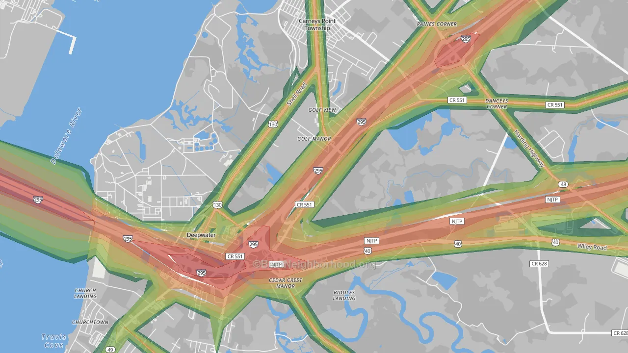 Golf Manor, NJ Map of Noise Levels in Golf Manor
