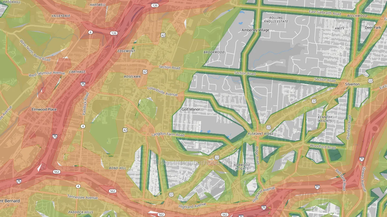 Golf Manor, OH Map of Noise Levels in Golf Manor