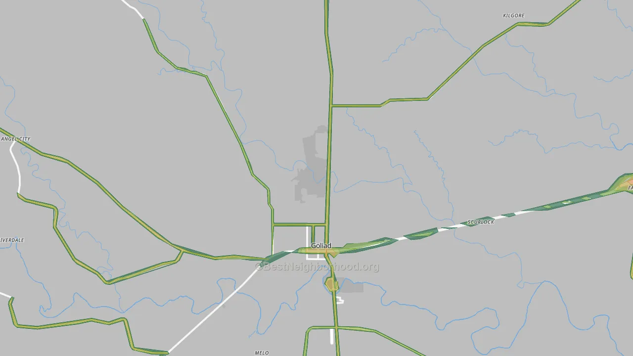 Goliad, TX Map of Noise Levels in Goliad