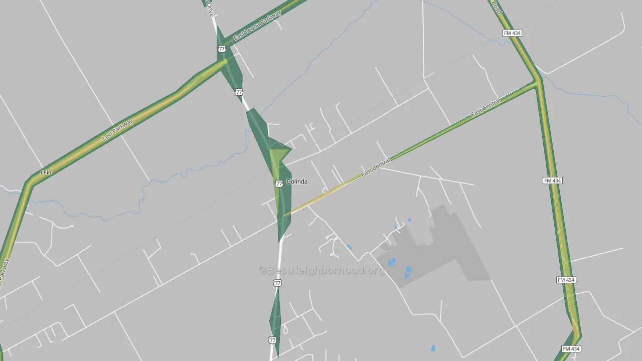 Golinda, TX Map of Noise Levels in Golinda