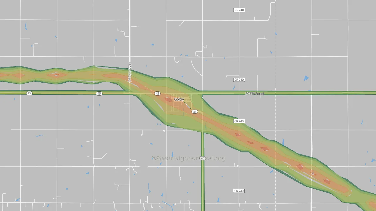 Goltry, OK Map of Noise Levels in Goltry