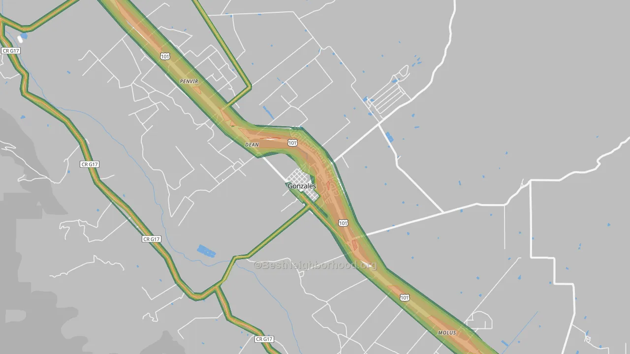 Gonzales, CA Map of Noise Levels in Gonzales