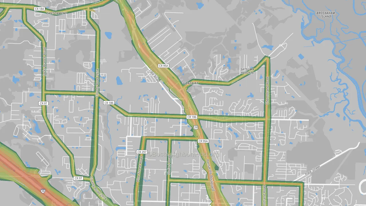 Gonzalez, FL Map of Noise Levels in Gonzalez